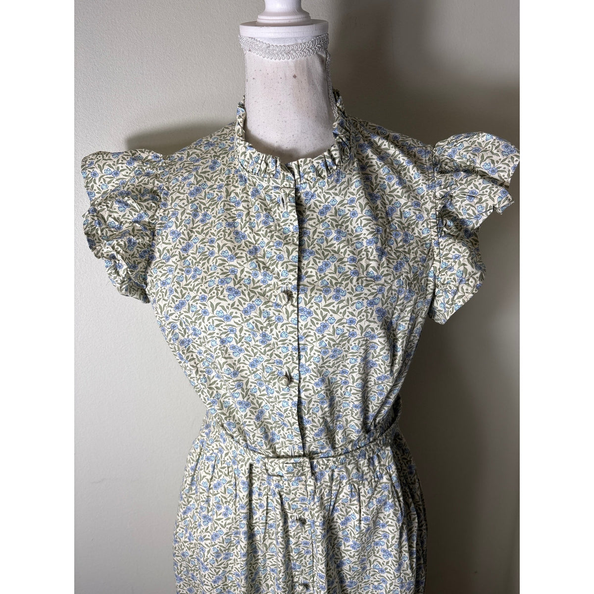 Tillie Palm Beach Blue Sage Floral Flutter Sleeve Button Up Maxi Dress Sz XL