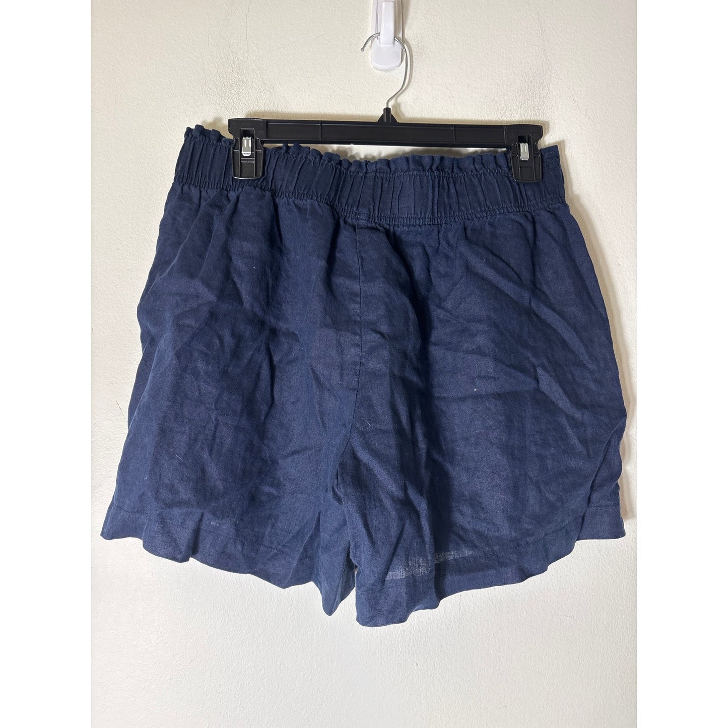 Quince Navy Linen Elastic Waist Shorts Sz M