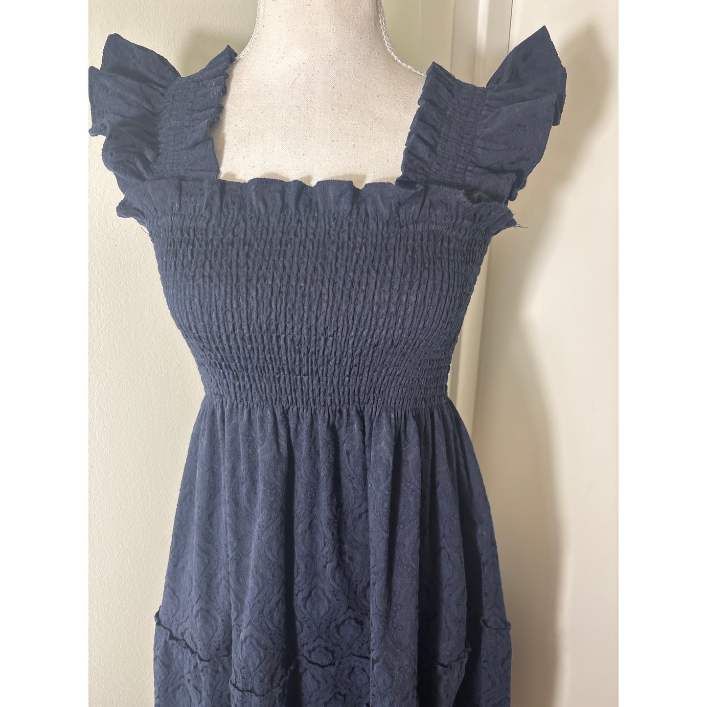 Hill House The Nap Dress Navy Flutter Sleeve Maxi Dress Sz XS