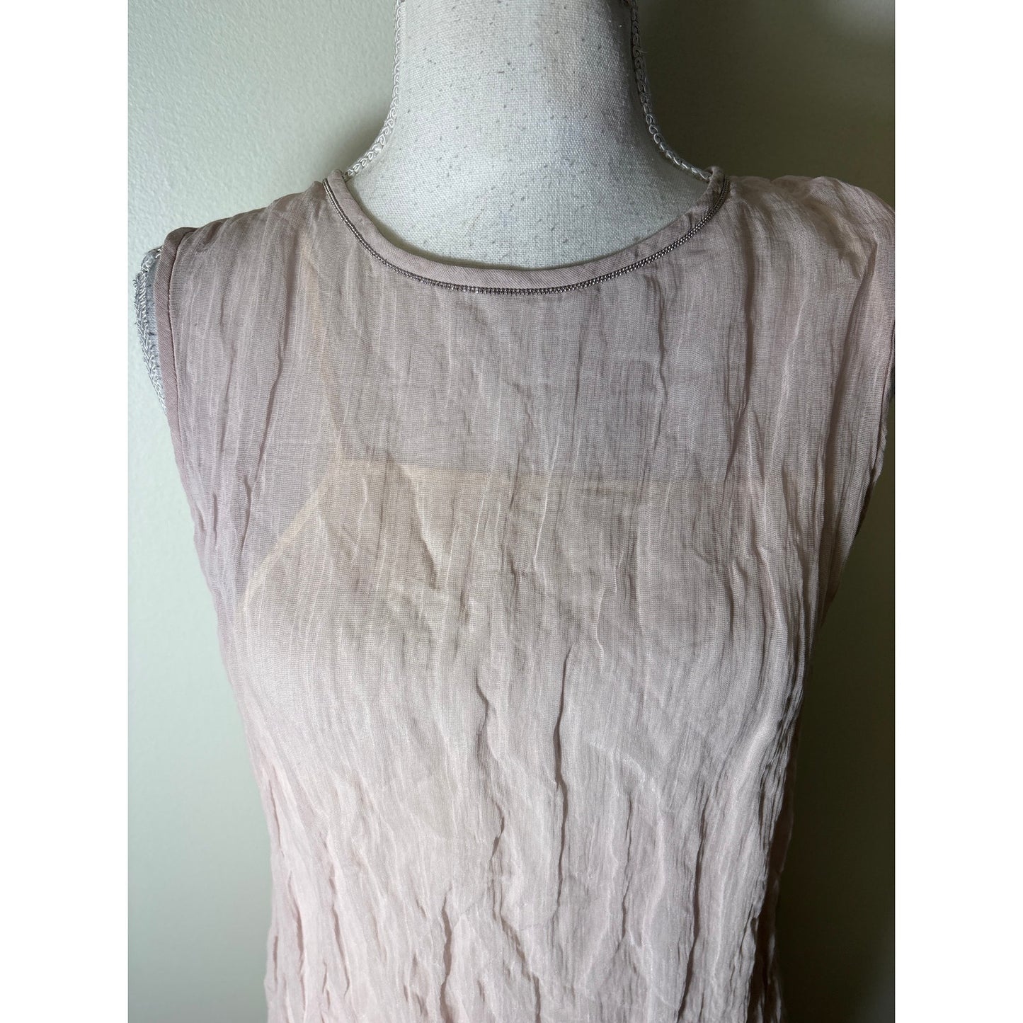 Peserico Pale Blush Gauzy Layered Maxi Dress Sz 6 (42)