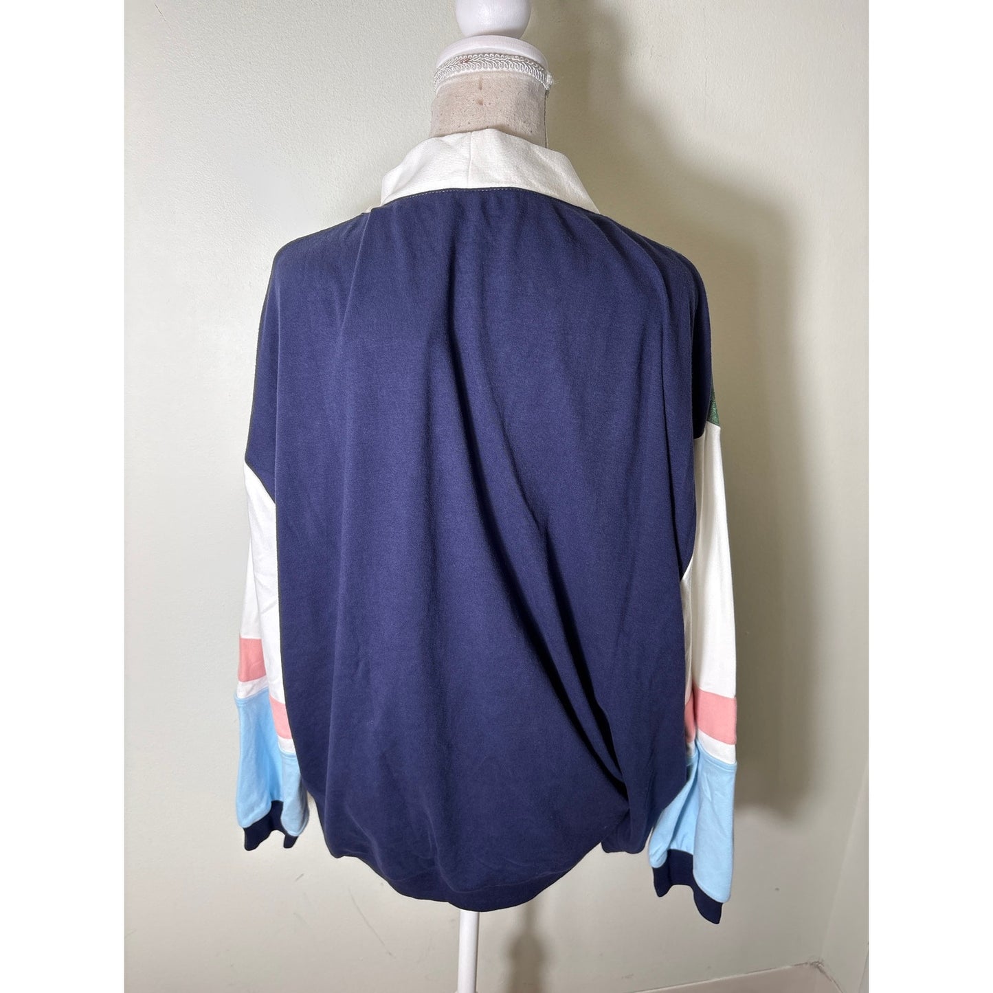 NWT Buru Navy Colorblock Tennis Cardigan Sz L/XL