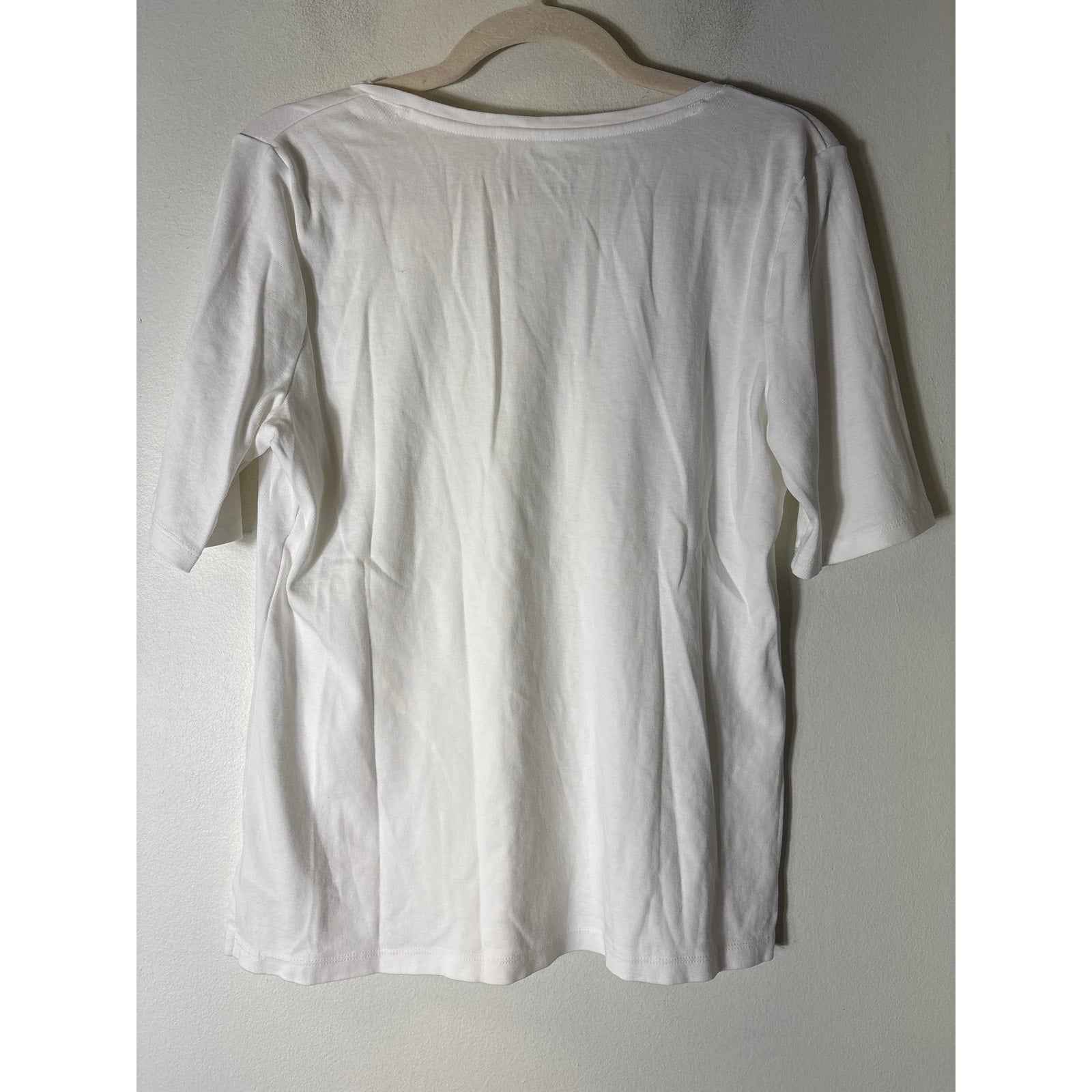 Talbots Half Sleeve V-Neck Cotton Tee Shirt Sz L