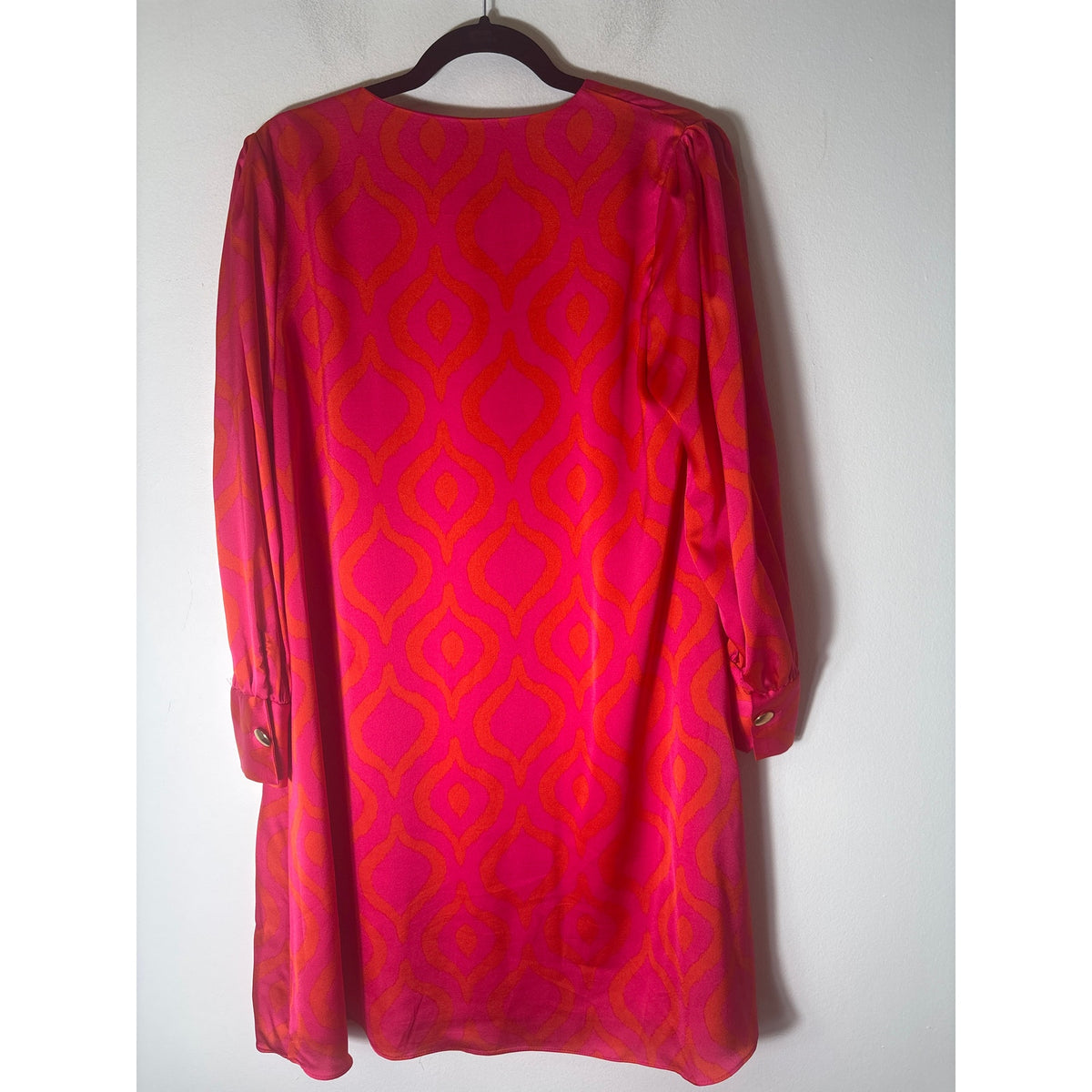 SCAPA Lauren Perre Hot Pink Orange Long Sleeve Trapeze Dress Sz M