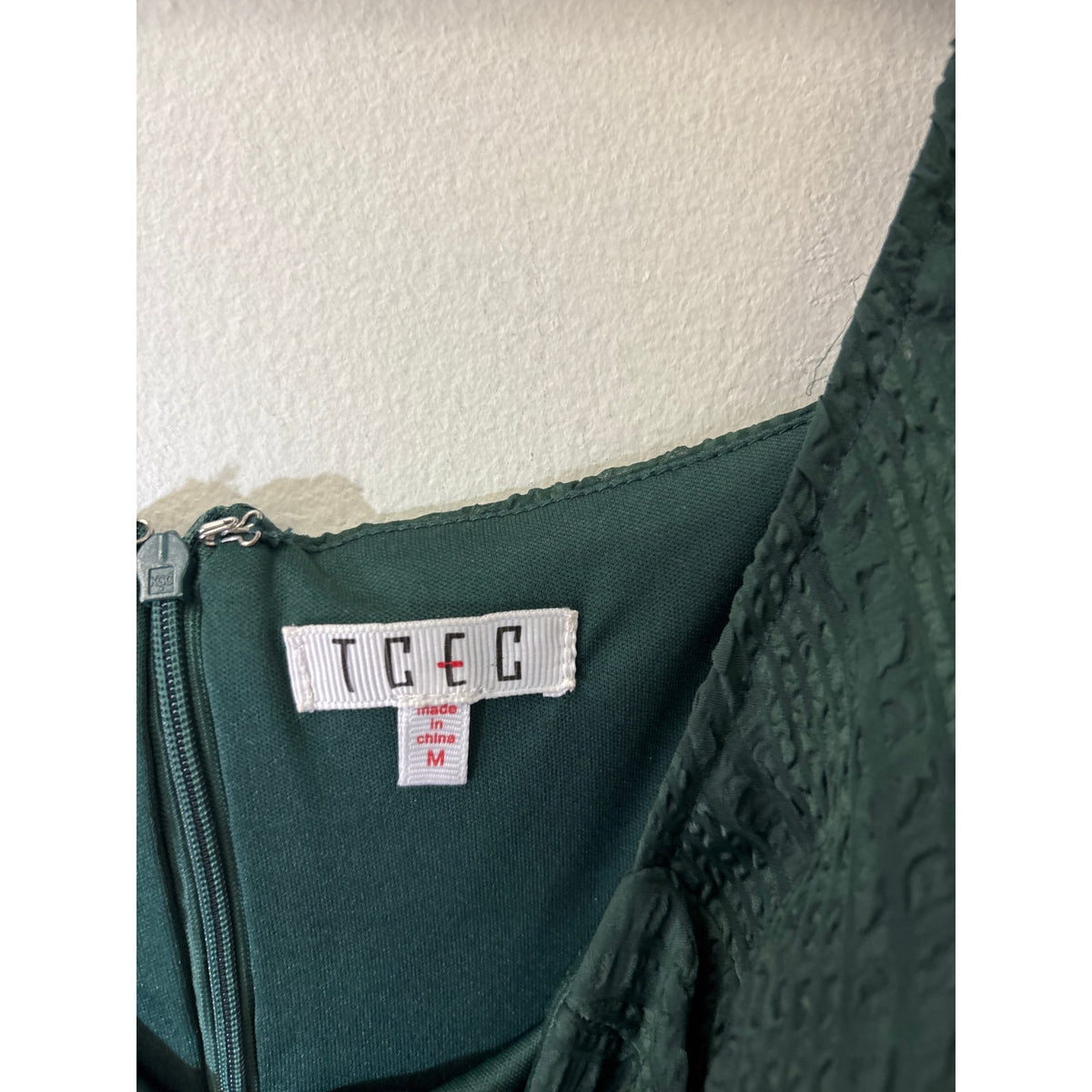 TCEC Forest Green Half Puff Sleeve Mini Dress Sz M