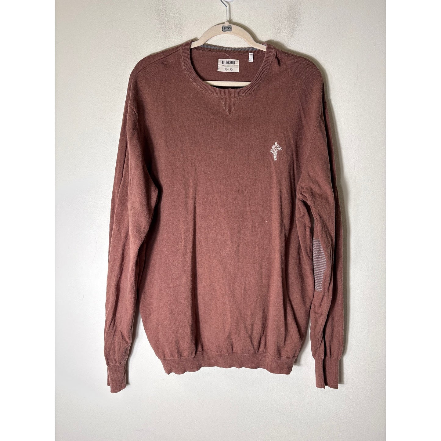 Men's Link Soul Brown Long Sleeve Knit Sweater Sz L