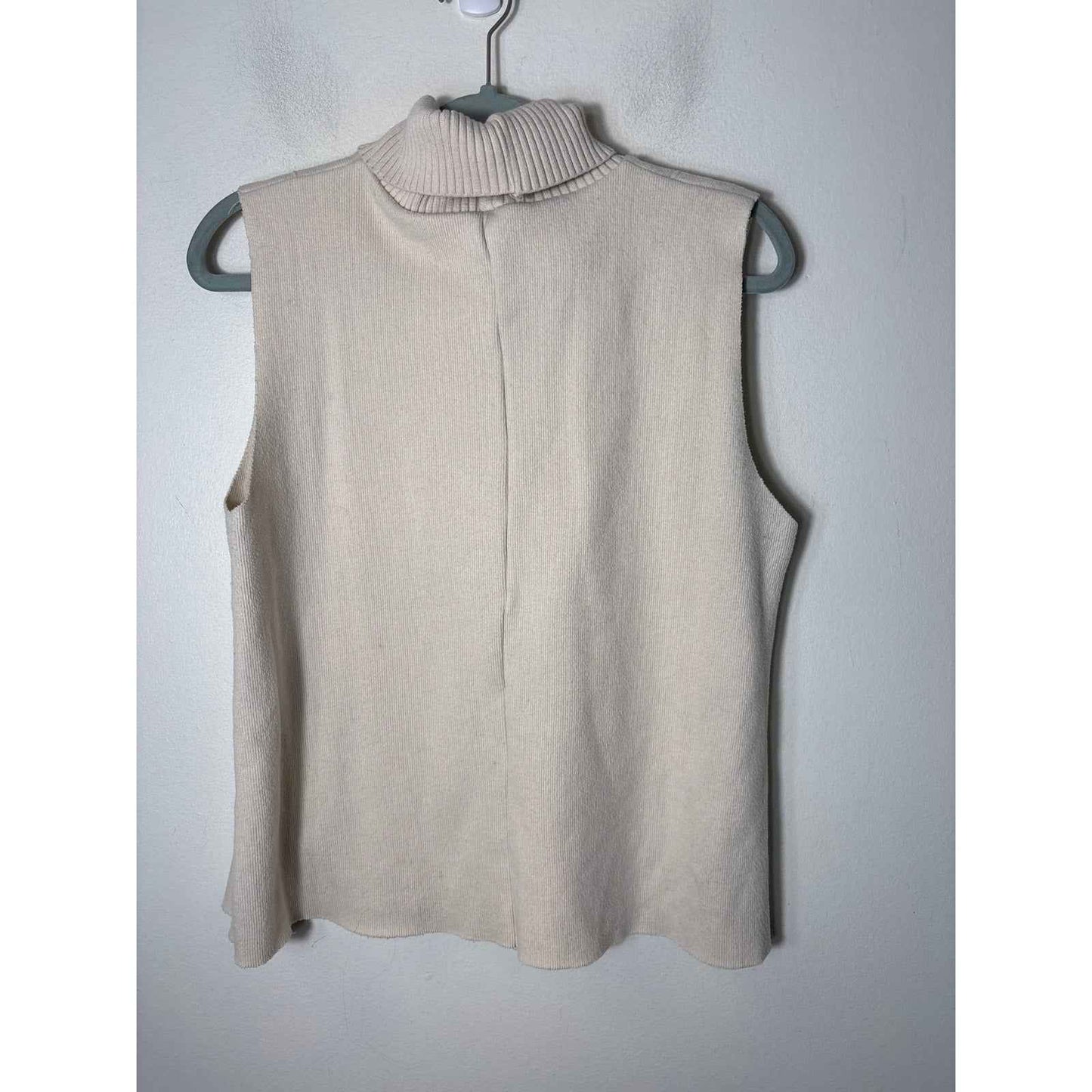 Zara Bone White Sleeveless Mock Sweater Sz L