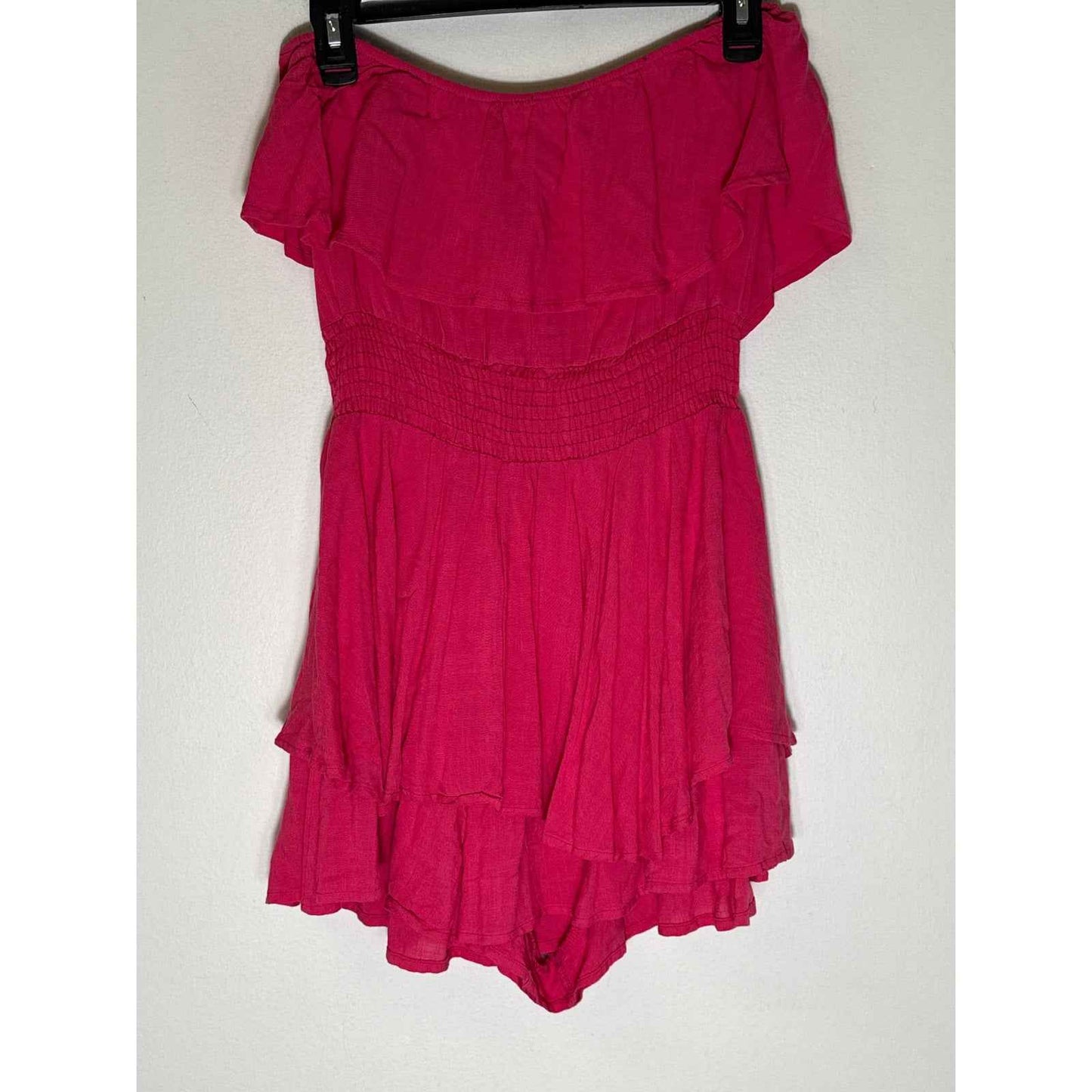 Big Water Blue Sky Hot Pink Strapless Mini Romper Sz M