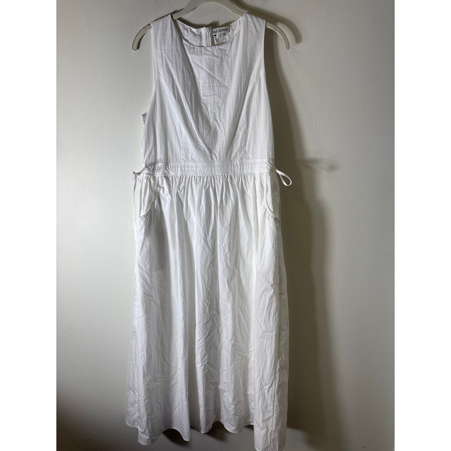 Rue Sophie White Sleeveless Side Tie Maxi Dress Sz M