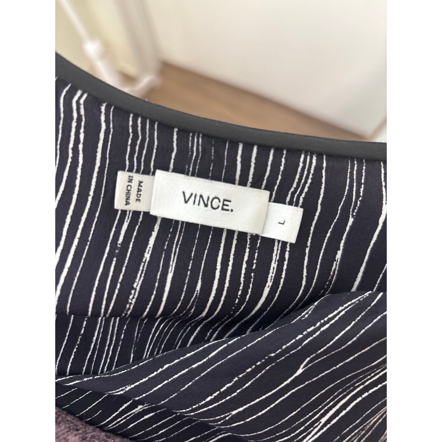 Vince Black and White Lines Shift Dress Sz L