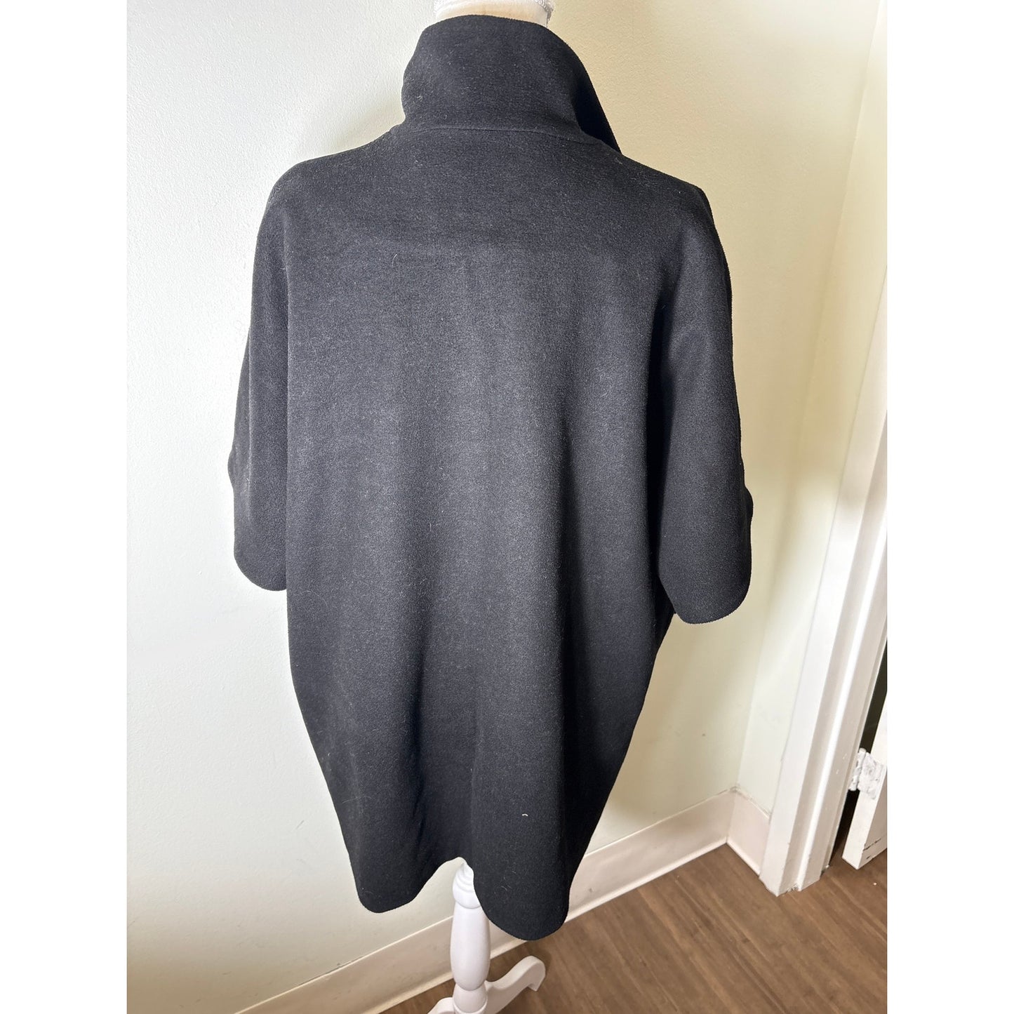 Emerson Fry Black Short Sleeve Wool Coat Sz S