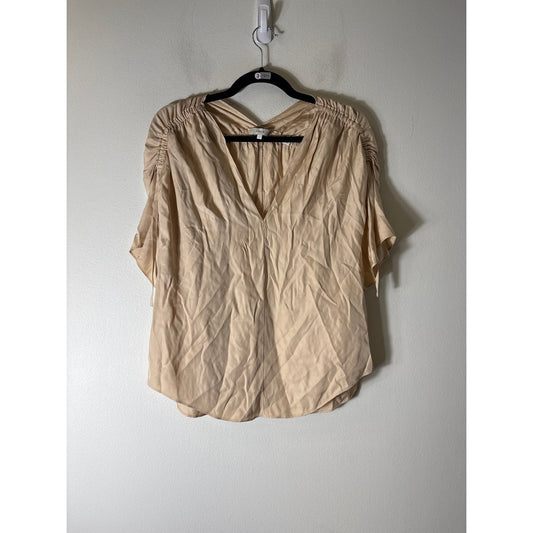 Vince Khaki Silk Blend V Neck Top Sz S