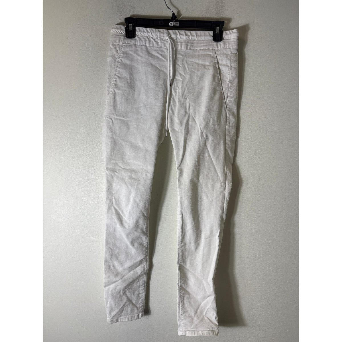 Bevy Flog white Pull On Slim Leg Draw String Pants Sz 27