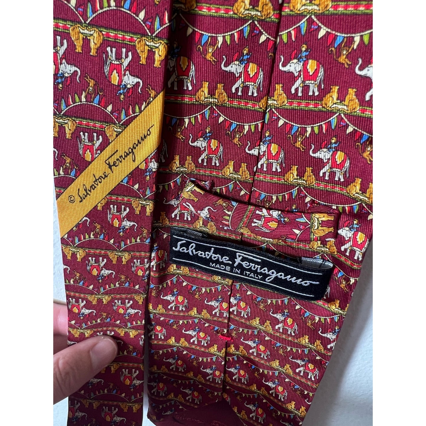 Salvatore Ferragamo Men's Crimson Elephant Tie