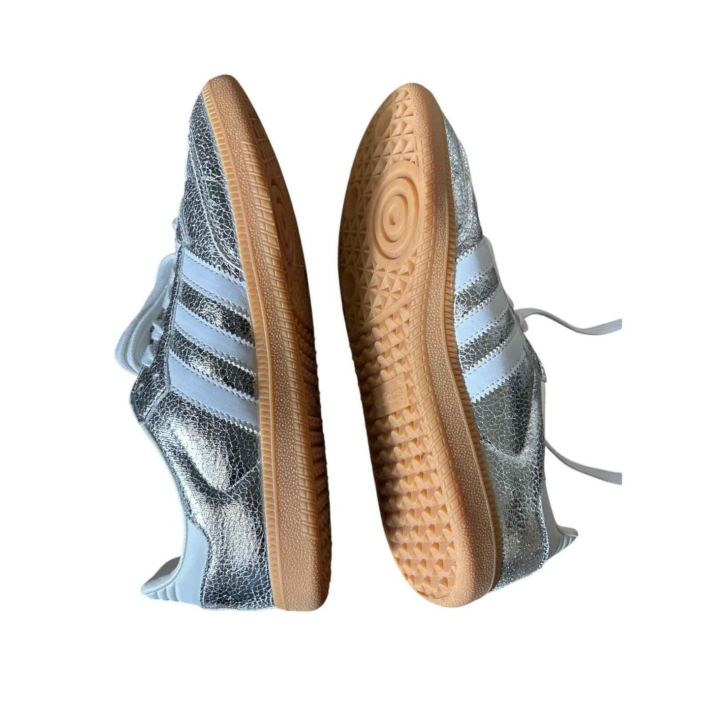 Adidas Meltalic Silver Lace Up Fashion Tennis Shoe Sz 8.5