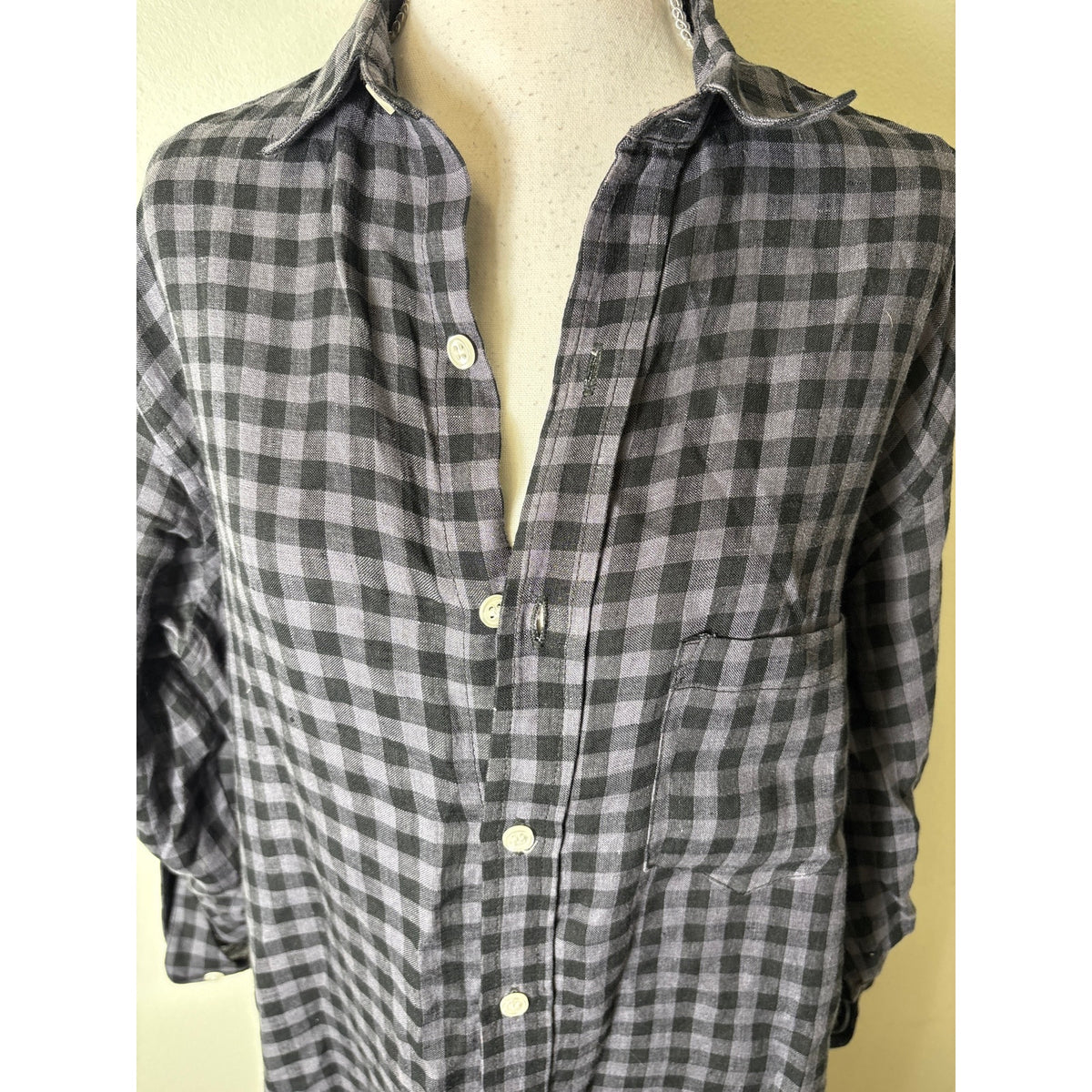 Emily Phillips Gray and Black Check Girlfriend Shirt Maxi Dress Sz 6