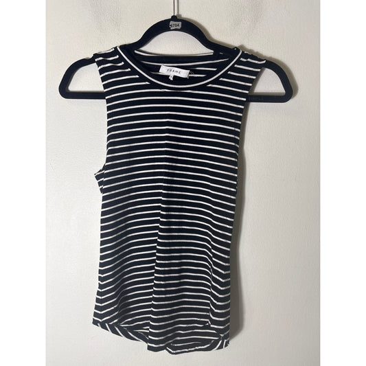Frame Black And White Stripe Tank Sz M