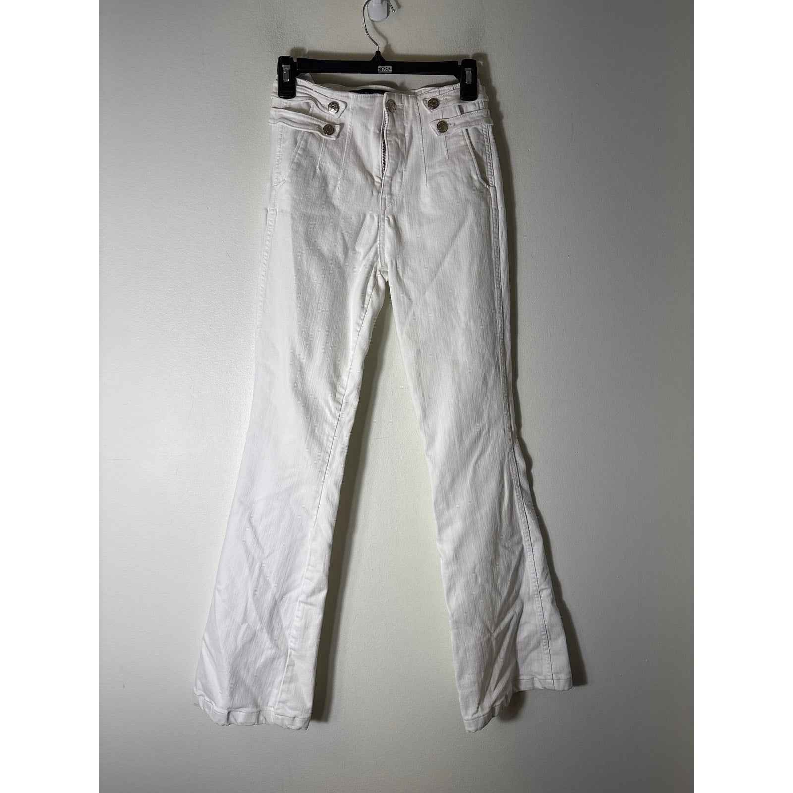 Veronica Beard White "Beverly Skinny Flare" High Rise Jeans Sz 25