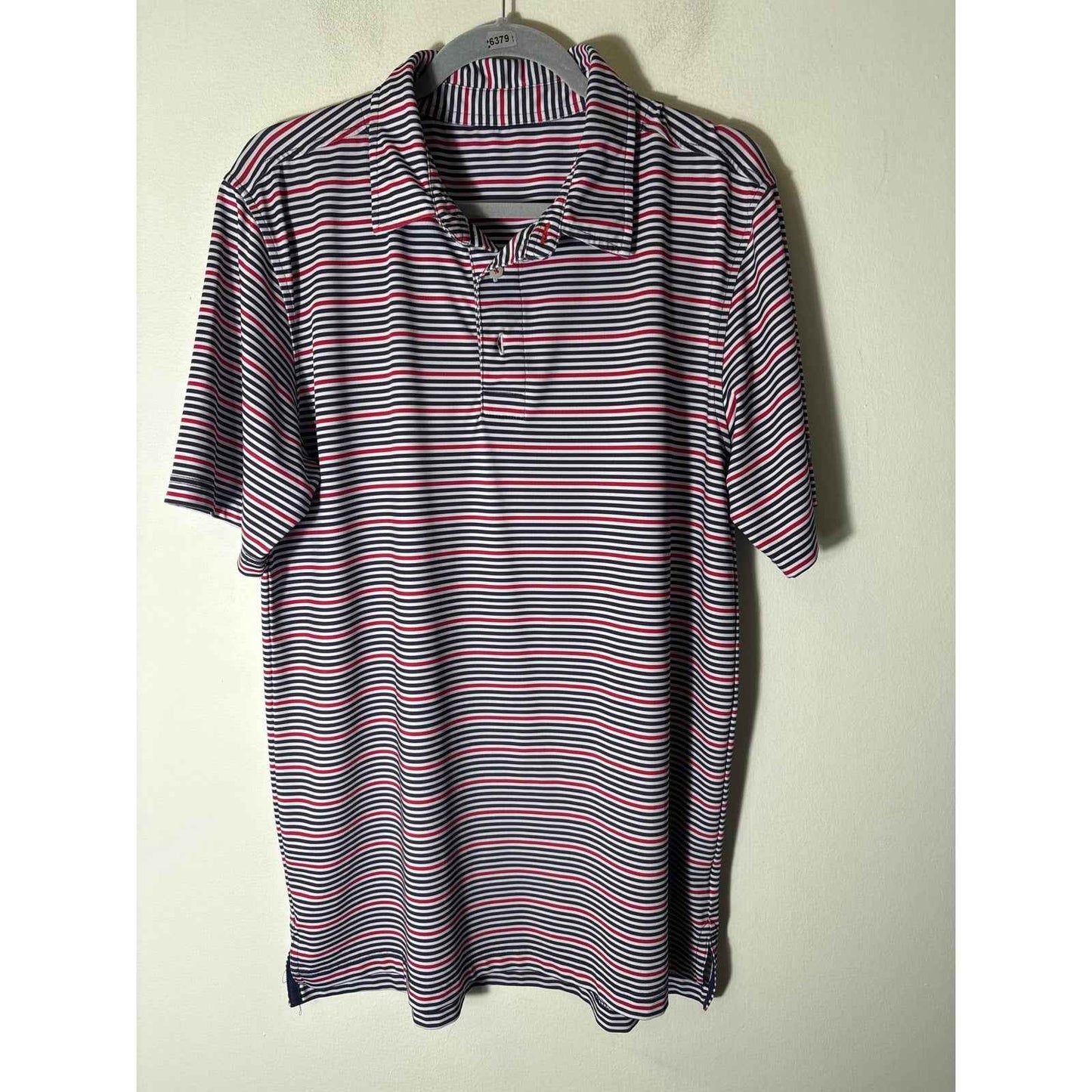 Men's Southern Proper Red White & Blue Striped Golf Shirt Sz XL