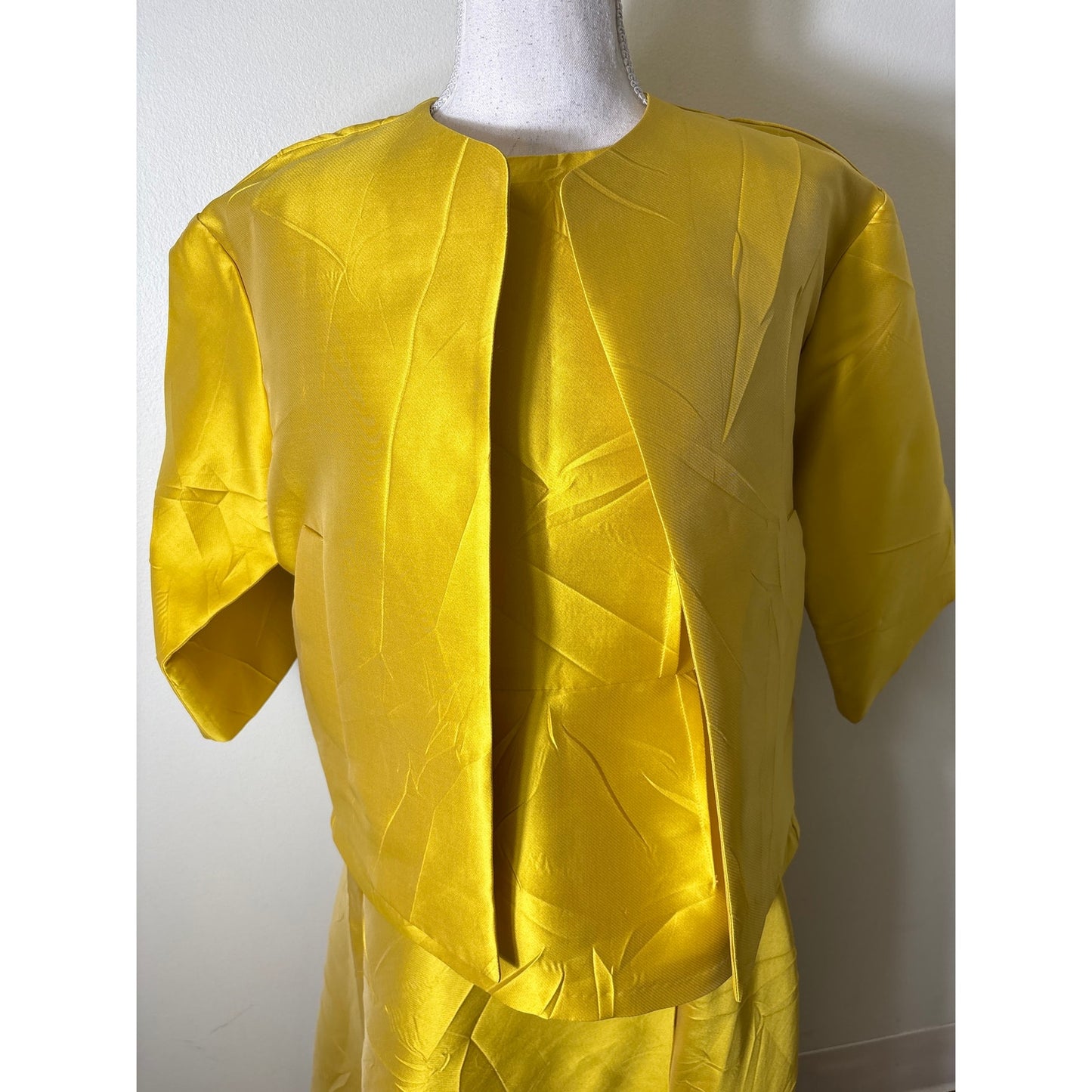 Odeeah Golden Yellow 3/4 Sleeve Top and Skirt Set Sz 34