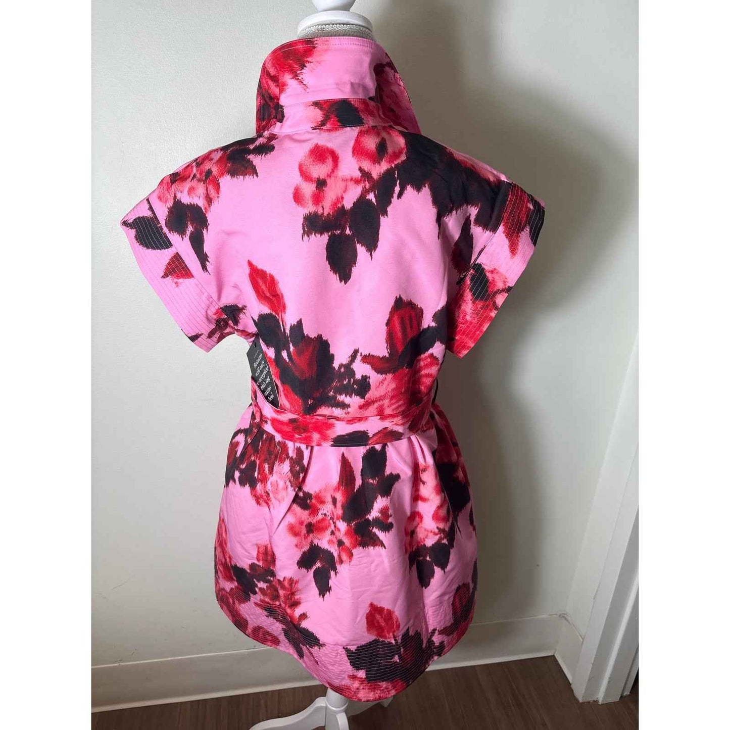 NWT Tuckernuck Pink "Falling Roses" Cap Sleeve Button Up Dress Sz XL