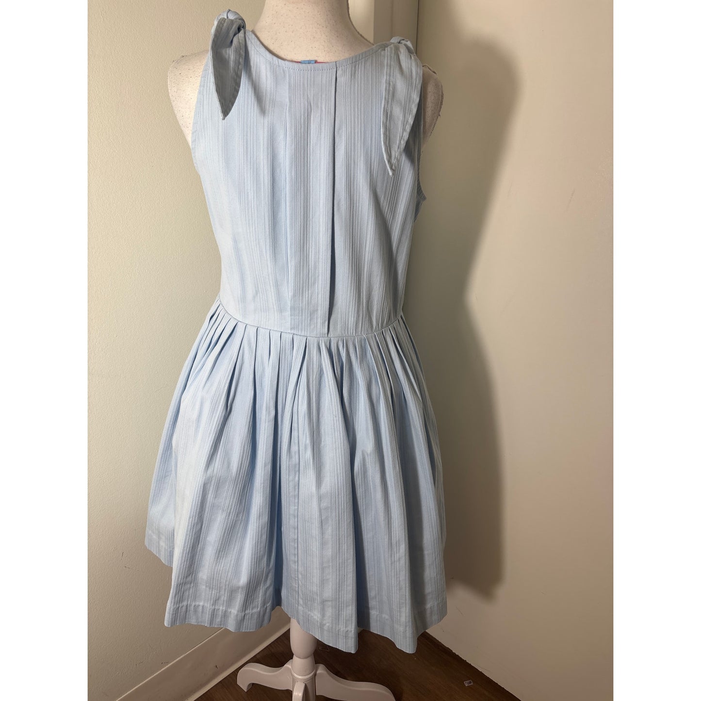 Buru Baby Blue Tie Shoulder A Line Lemon Button Dress Sz S