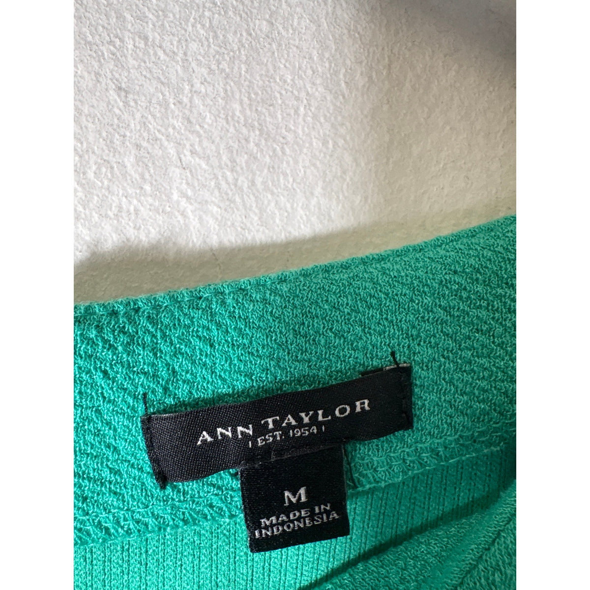 Ann Taylor Bright Green Long Sleeve Boat Neck Top Sz M