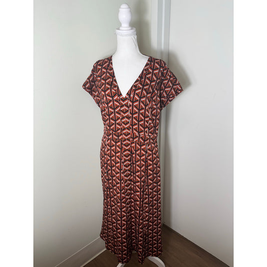 Diane Von Furstenberg Orange Geometric Maxi Dress Sz s