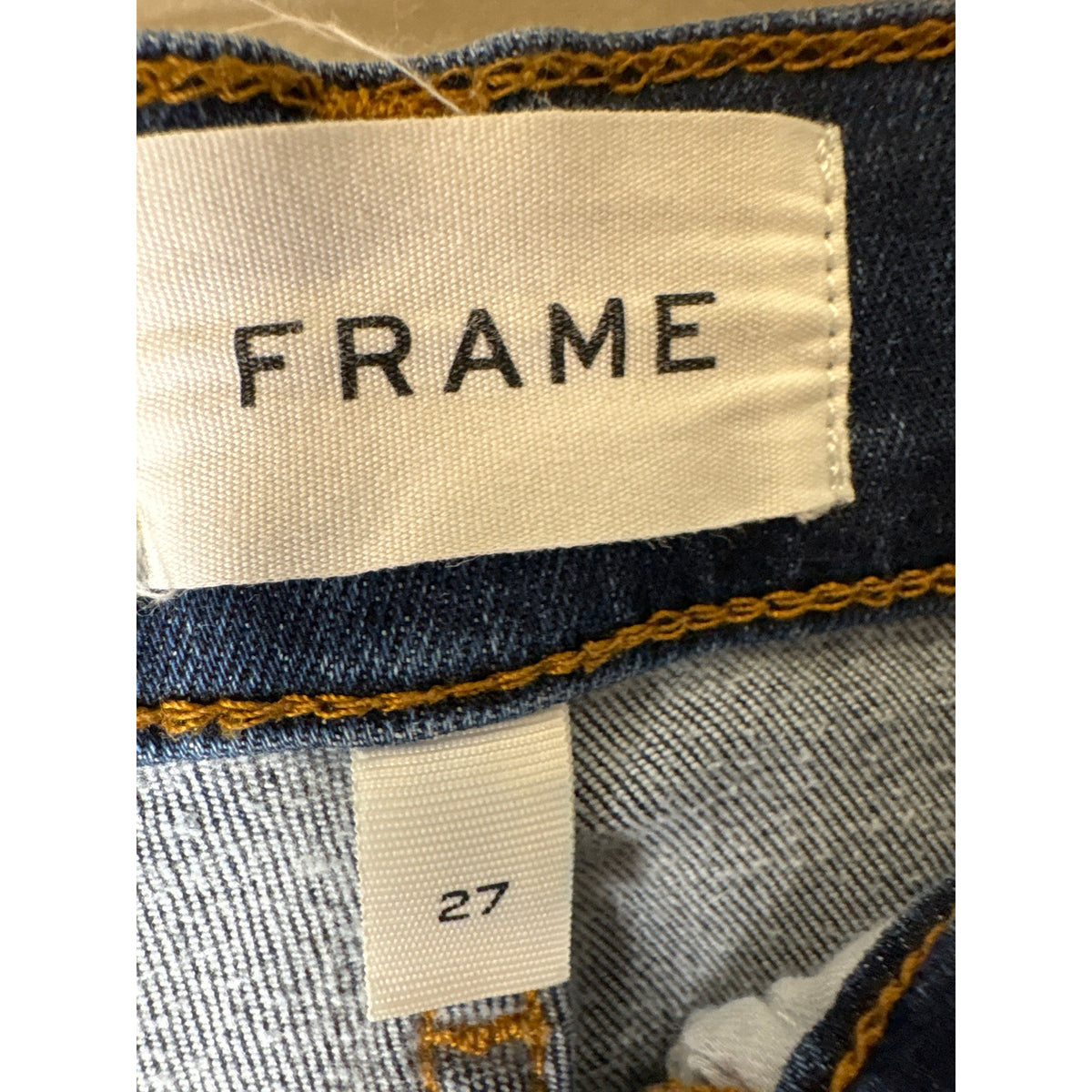 Frame White And Brown Stitched Denim Sz 27