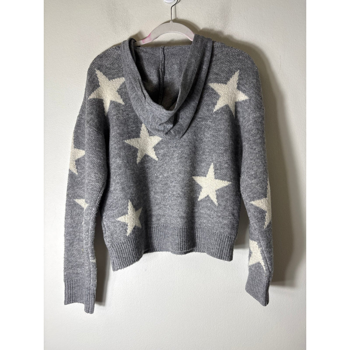 Olivia Sky Gray Star Hooded Sweater Sz S