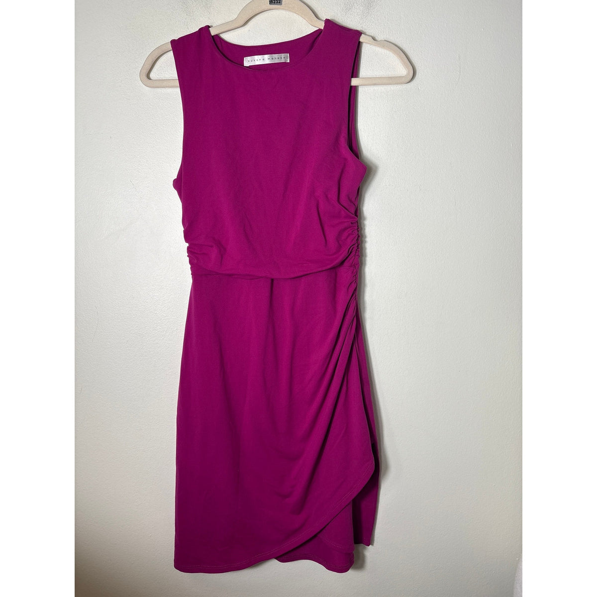 Susana Monaco Fushia Sleeveless Ruched Midi Dress Sz S