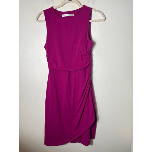 Susana Monaco Fushia Sleeveless Ruched Midi Dress Sz S