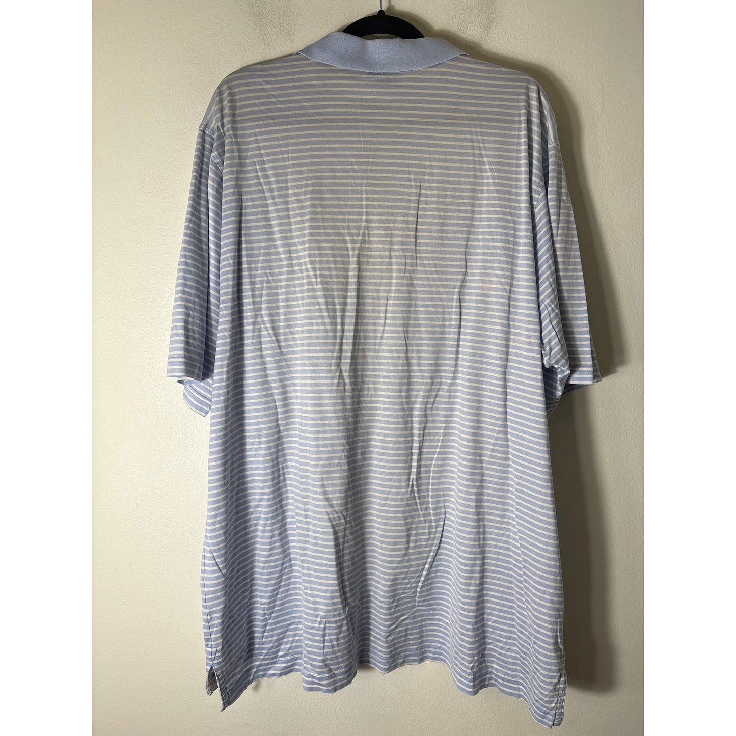 Mens Fairway & Greene Blue White Stripe Short Sleeve Polo Style Shirt Sz XXL