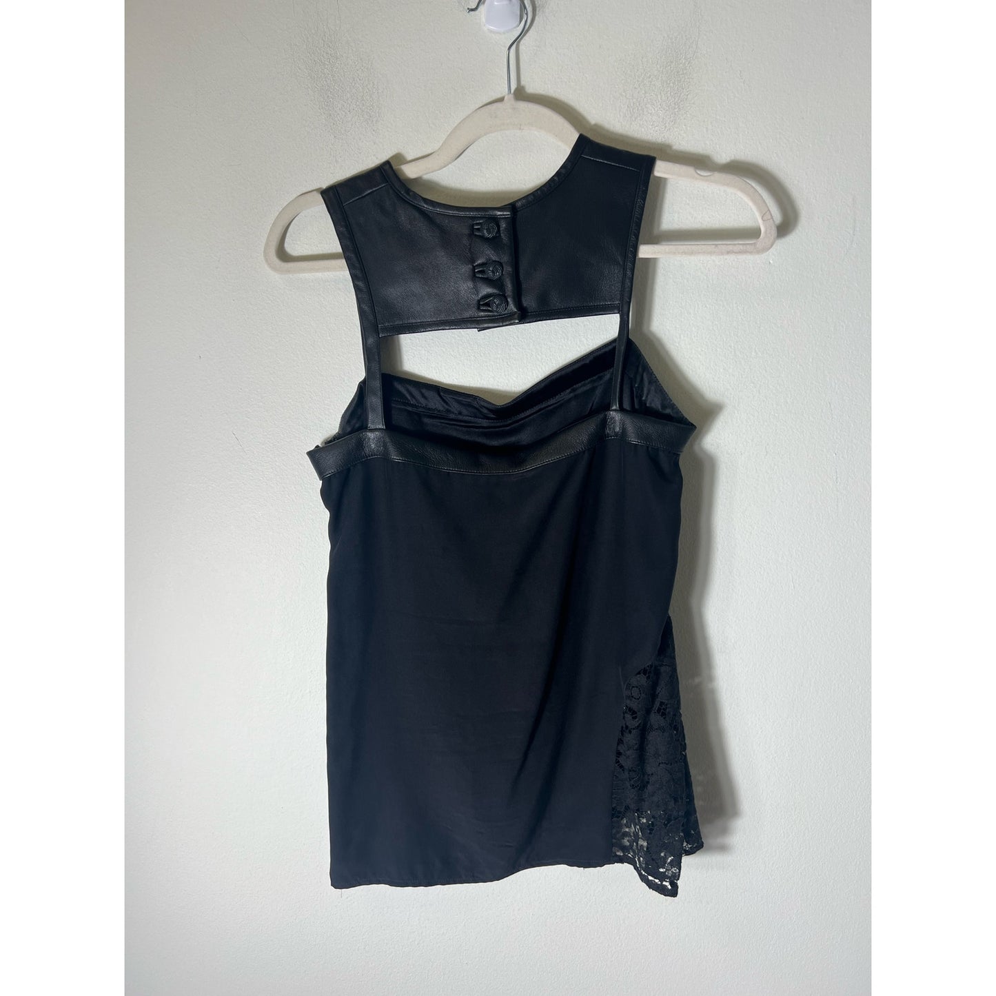 Charles Henry Black Sleeveless Faux Leather Tank Top Sz XS
