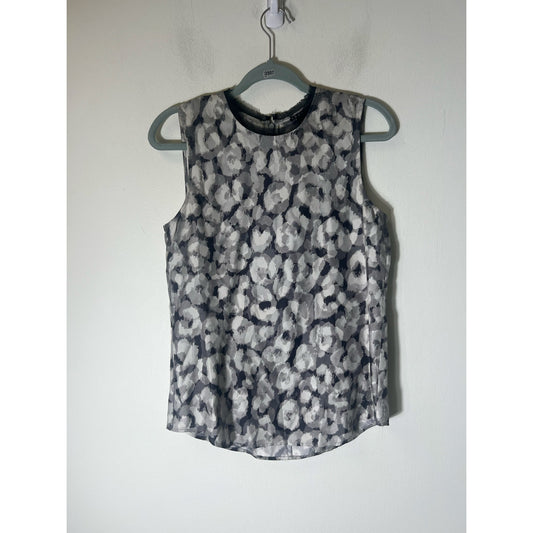 Theory Grey Black Patterned Sleeveless Top Sz S