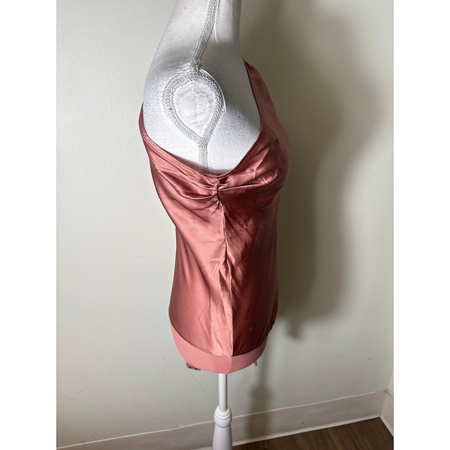 Cami NYC Rose Gold One Shoulder Silk Body Suit Sz S