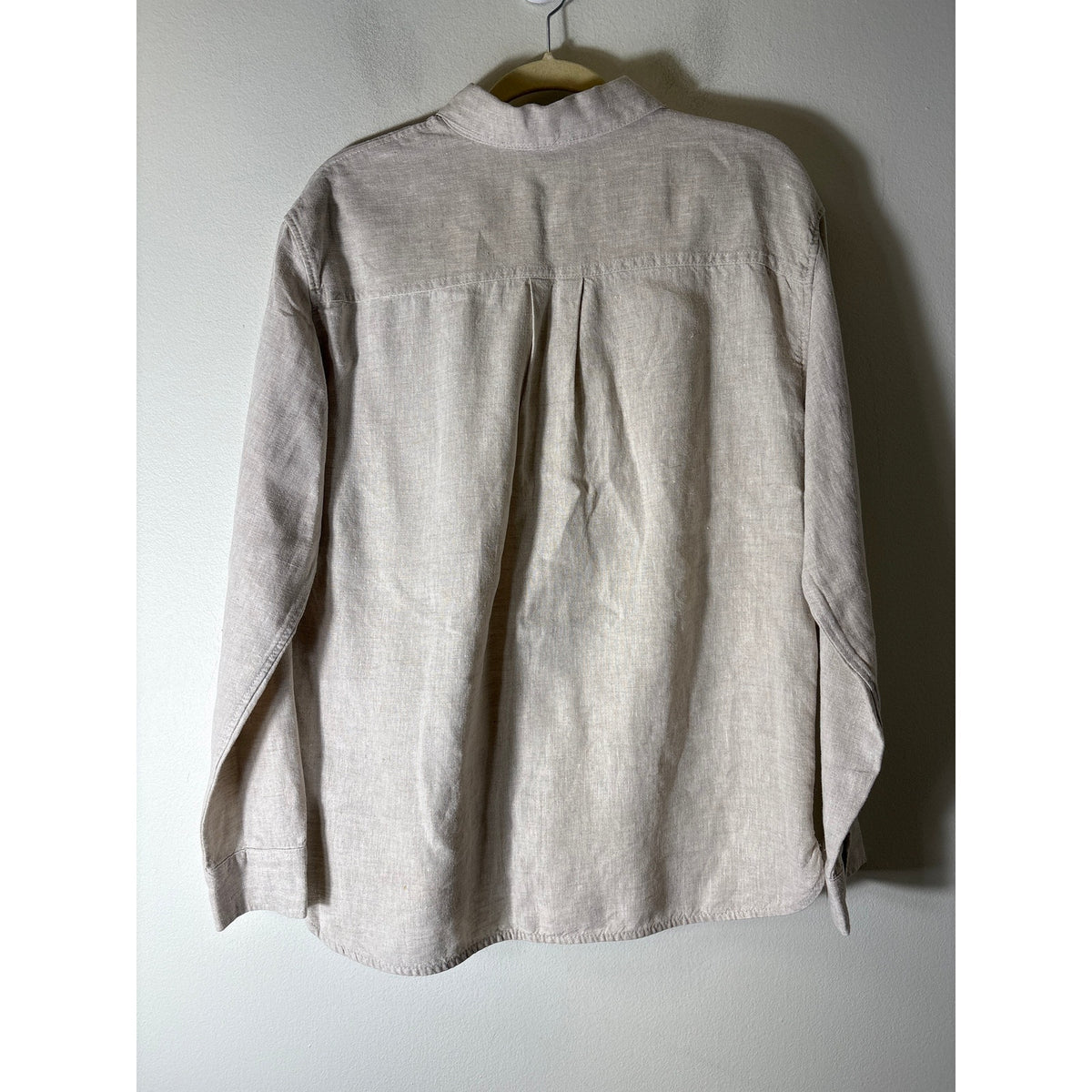 Athleta Wheat Linen Button Up Long Sleeve Shirt Sz M