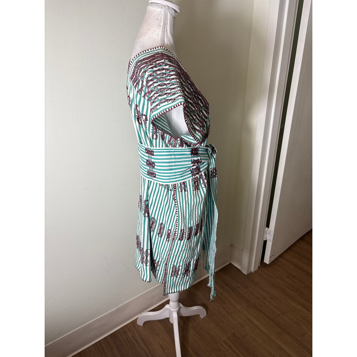 Pippa Holt Green and White Stripe Cotton Caftcan No. 65