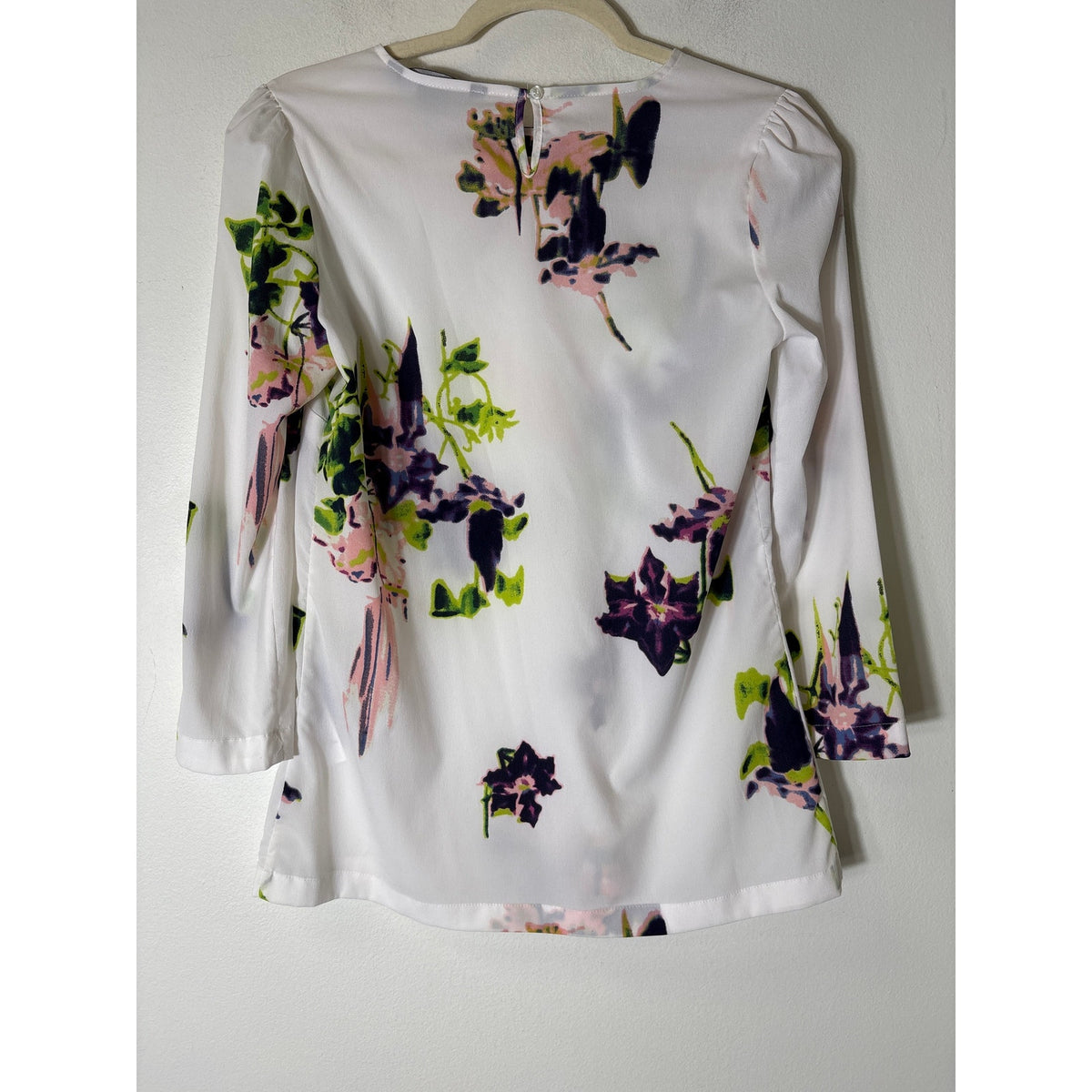 French Connection White Floral Long Sleeve Tunic Sz 2