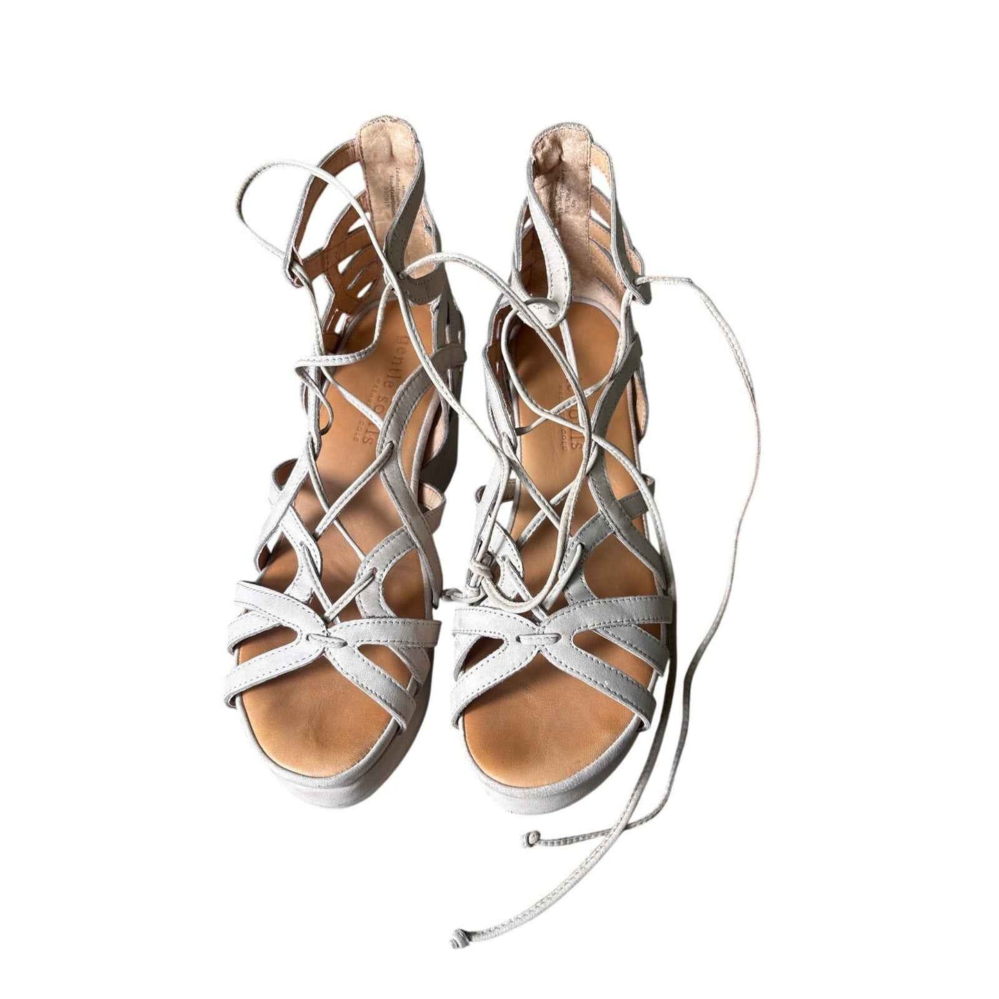 Gentle Souls Tan Leather Platform Strappy Sandal Sz 8.5