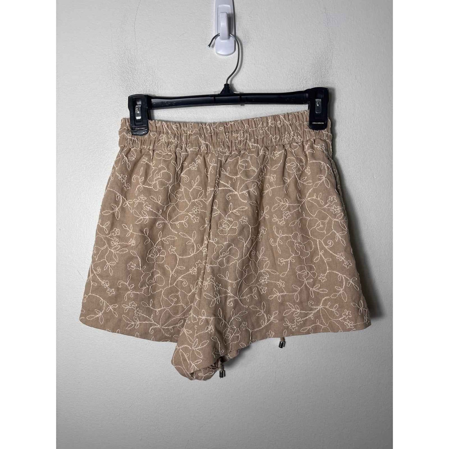Zara Linen Embroidered Shorts Sz XS