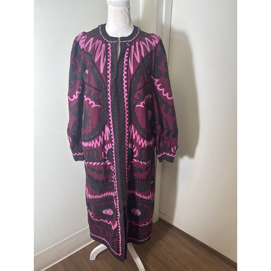 Sea Eggplant Embroidered Maxi Dress Sz L