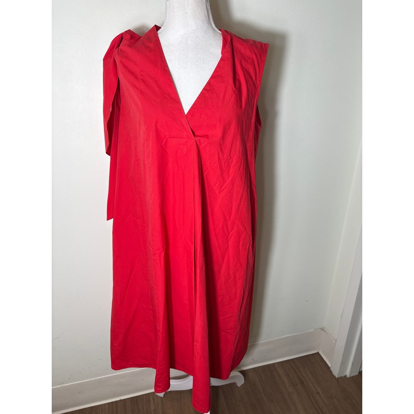 Psophia Vazquez de Castro Red Sleeveless V-Neck Cotton Sz XS