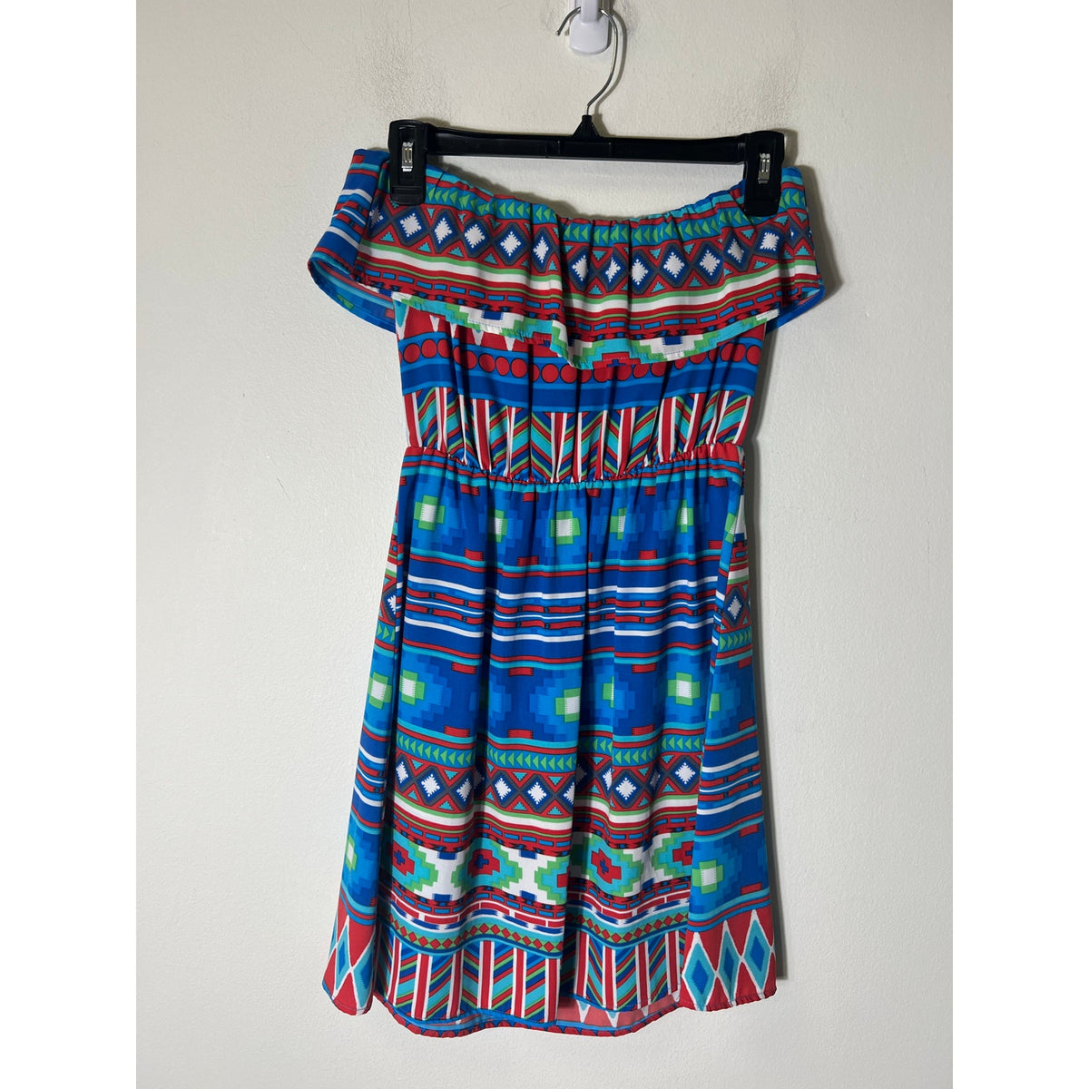 Pixi + Ivy Blue and Orange Strapless Mini Dress Sz xs