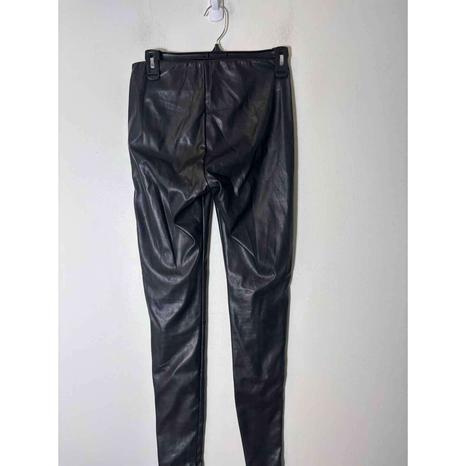 White House Black Market Black "Runway" Faux Leather Pull On Leggings Sz 0