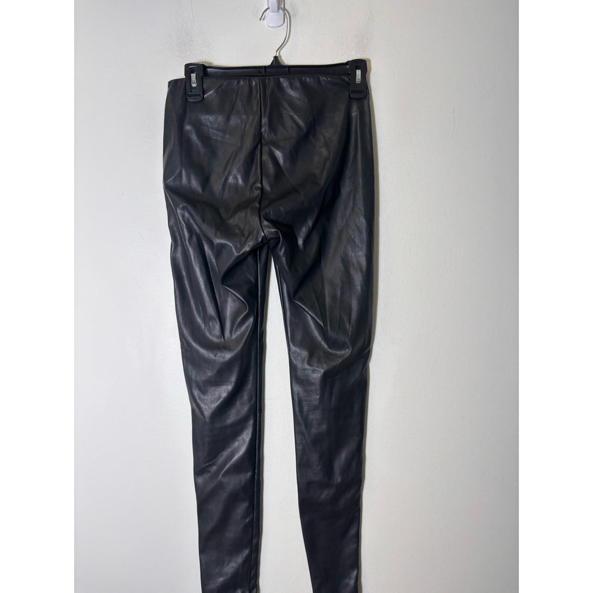 White House Black Market Black "Runway" Faux Leather Pull On Leggings Sz 0