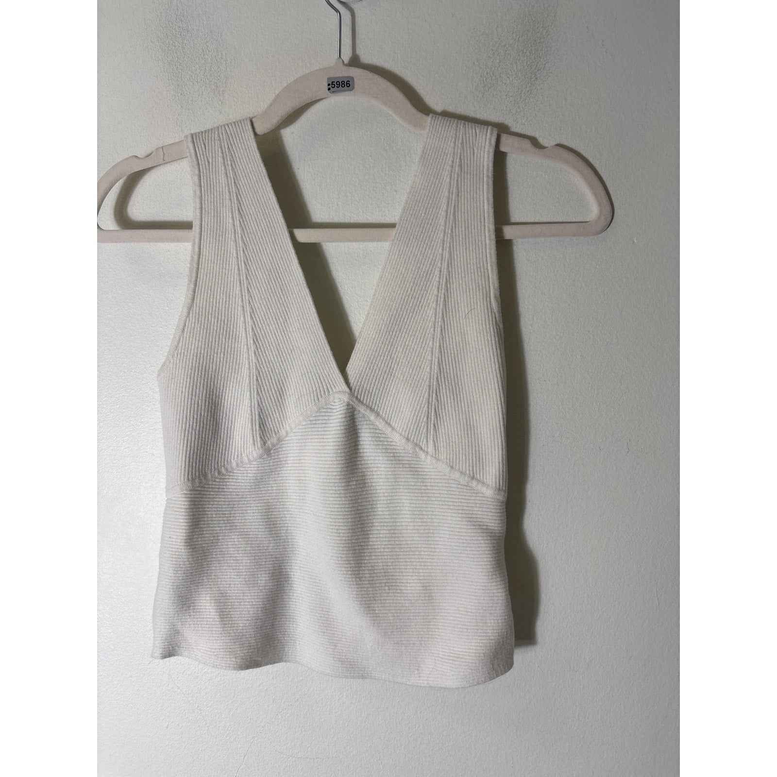 Banana Republic Off White Sleeveless Ribbed V-Neck Sz XS