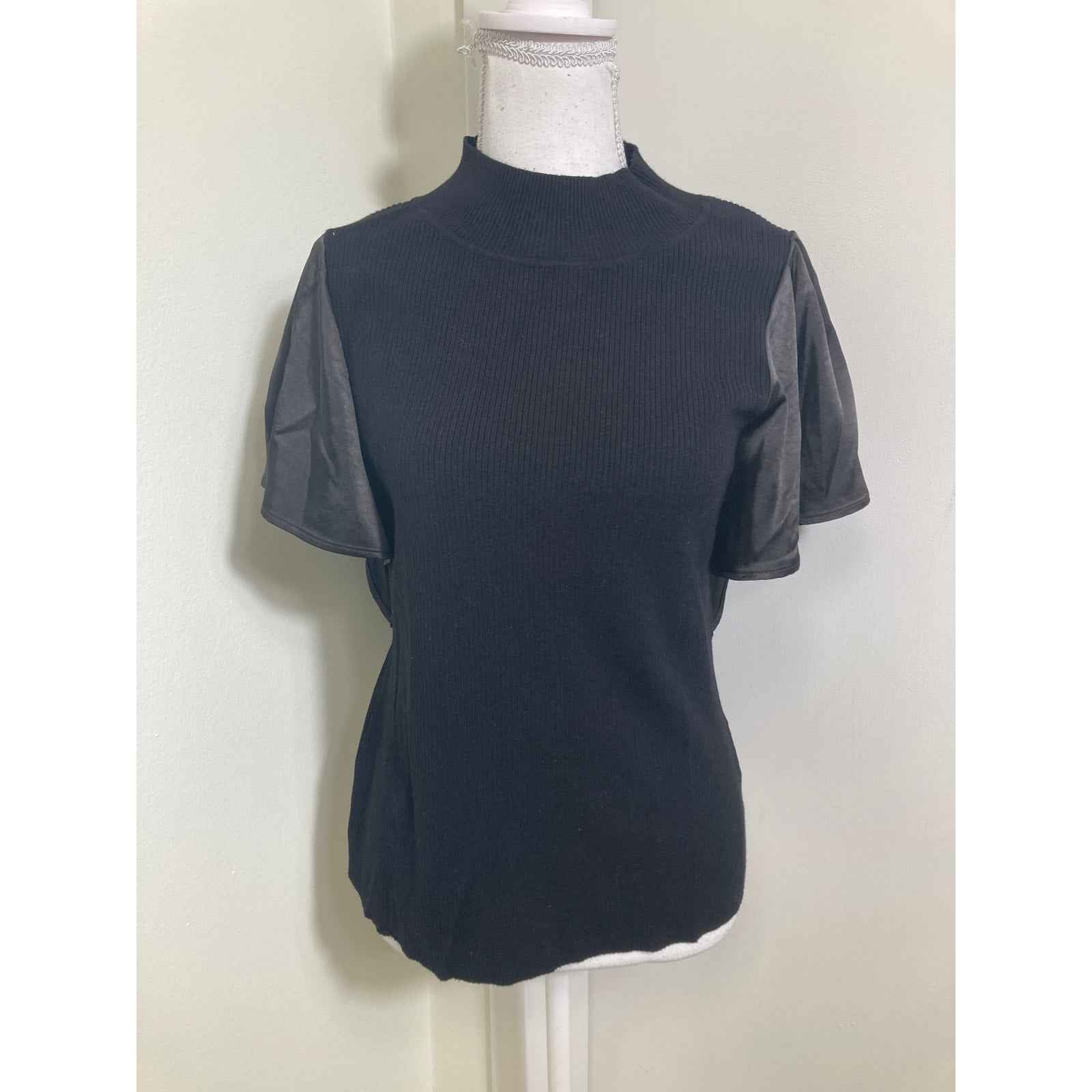 Melissa Nepton Black Turtleneck Sweater Top Sz M