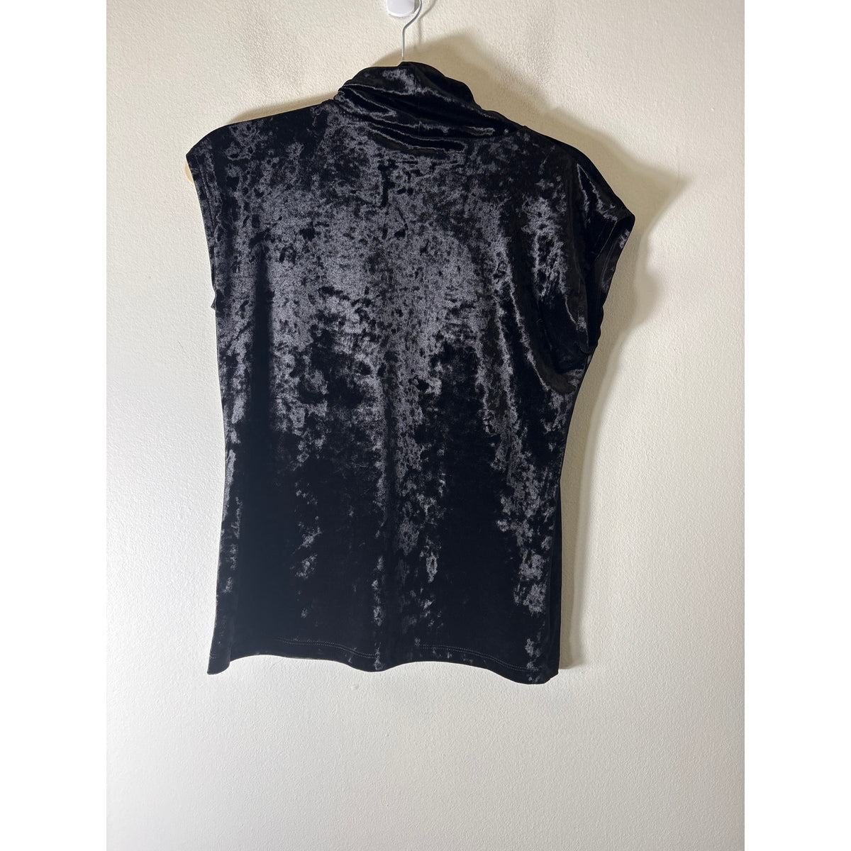 Elliott Lauren Black Velvet Turtleneck Short Sleeve Top Sz S
