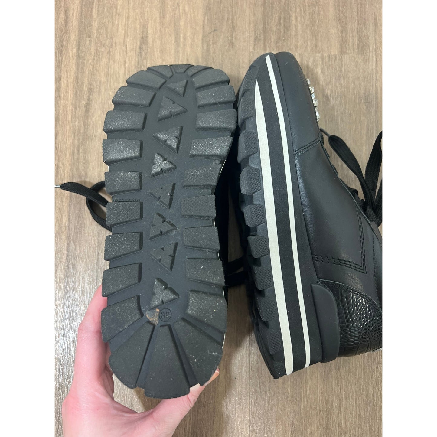 Janet Sport Black Sequined Sneakers Sz 38