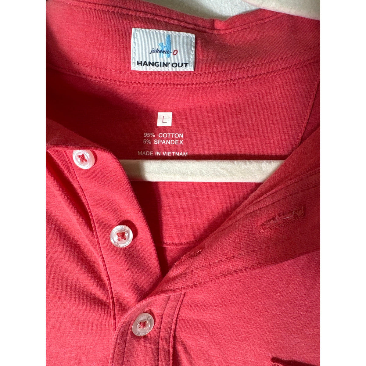 Mens Johnnie-O Salmon Short Sleeve Cotton Golf Shirt Sz L